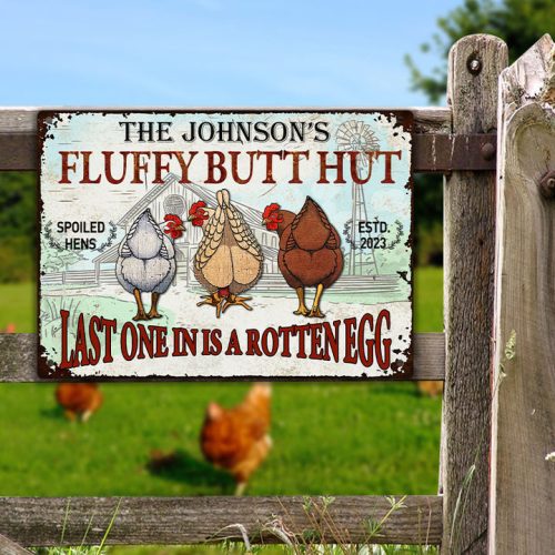 Personalized Chicken Fluffy Butt Hut Nuggets Customized Classic Metal Signs, Chicken Signs - Image 3