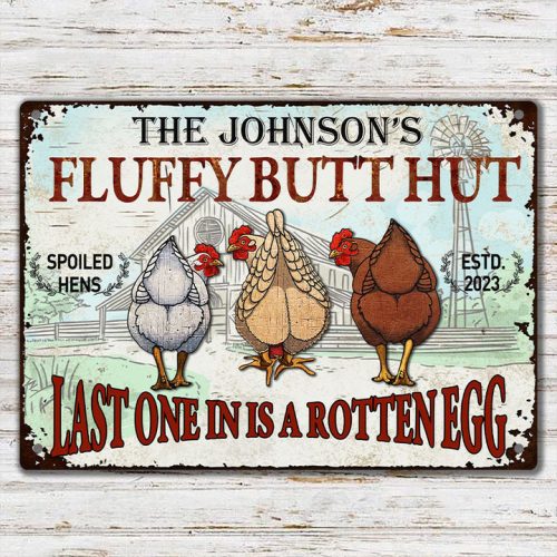 Personalized Chicken Fluffy Butt Hut Nuggets Customized Classic Metal Signs, Chicken Signs - Image 5