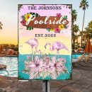 Personalized Flamingo Lounge - Poolside Sign - Customized Classic Metal Signs