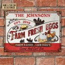 Personalized Chicken Farm Fresh Eggs Red White Custom Classic Metal Signs