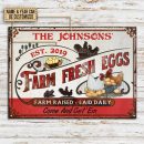 Personalized Chicken Farm Fresh Eggs Red White Custom Classic Metal Signs