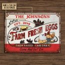 Personalized Chicken Farm Fresh Eggs Red White Custom Classic Metal Signs