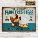 Personalized Chicken Farm Raised Laid Daily Turquoise Customized Classic Metal Signs