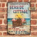 Personalized Flamingo Seaside Cottage Customized Classic Metal Signs