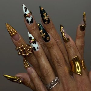 Golden Cow Luxe Metallic & Animal Print Accents
