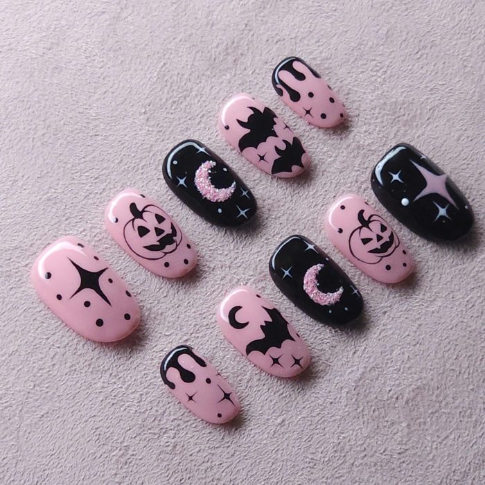 spooky-halloween-pumpkin-press-on-nails-3d-nail-art-for-halloween-party-pink-black-holiday-almond-nails-bat-moon-hand-painted-nails-2.jpg