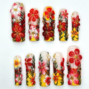 Summer Floral Tropical Yellow Red